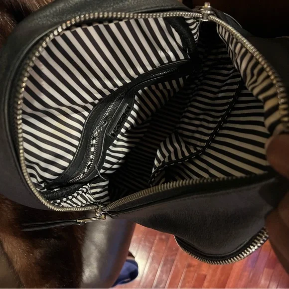 MMS Design Studio Black Leather Mini Backpack with Silver Hardware - Picture 4 of 6